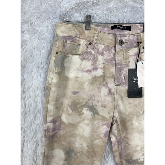 Beau Dawson Stretch Floral Jeans Womens Size 16 Cream Skinny FIT NWT - Picture 2 of 9